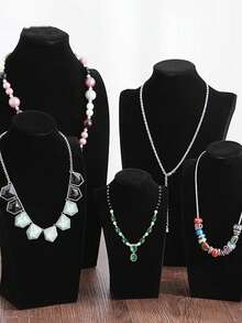 1pc Velvet Necklace Display Stand, Multiple Sizes Available; Jewelry Display Table, Can Store Necklaces, Pendants, Bracelets; Desktop Jewelry Display Stand; Minimalist Vanity Decor; Portable Storage Rack, Suitable For Back To School - Multicolor - View 4