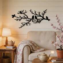 1 pieza Decoración de pared de metal con rama de árbol vintage y pájaro, con acabado premium Escultura de pared de arte de rama de árbol vintage y pájaro - Adecuado para Halloween, aniversario, decoración de primavera, regalo de invierno y Navidad (Decoración interior) - Escultura de metal para sala de estar (Seleccionado para entusiastas de la decoración del hogar) - Negro - Ver 5