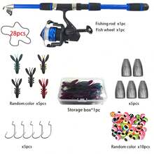 Portable Telescopic Rotating Fishing Rod And Reel Set, Includes Soft Lures, Crayfish Baits, Hard Lures, Sinkers, Swivels, Hooks And Storage Bag, Freshwater And Saltwater Universal Travel Fishing Gear Set, Suitable For Beginners - Set - View 11