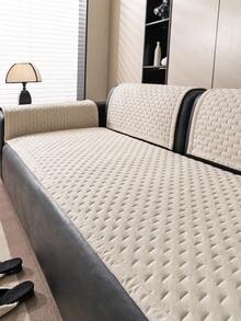 1PC Vintage Warm Thickened Flannel Non-Slip Sofa Pad, Pet-Friendly, Machine Washable, Suitable For 12/3/4-Seater And Sectional Sofas, Winter Home Decor, Quilted & Striped Craftsmanship, Easy Installation - Beige - View 7