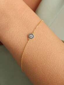 1pc S925 Sterling Silver Fashion European & American Luxury Evil Eye Bracelet, Women's Minimalist Elegant Artistic Personalized Versatile Niche Exquisite High-End Jewelry, Unique Delicate Gift For Any Holiday - Eye - View 3