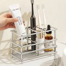 Bathroom Countertop Storage Rack, Multi-Functional Toothbrush Holder With Drainage Base, Suitable For Storing Toothbrushes, Toothpaste, Skincare Products And Small Bathroom Items - Multicolor - View 5