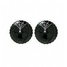 LECHENG HOUSEHOLD 2pcs, Novelty Halloween Ceramic Plates, 8.5 Inch And 8 Inch, 3D Spider, Ghost Pattern, Scalloped And Moon-Shaped Plates, Black, Candy Dish, Dessert Plate, Pasta Plate, Decoration, Theme Party, Gift, Dishwasher - Multicolor - View 8