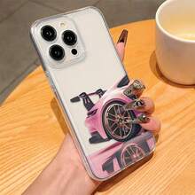 1件裝賽車圖案黑銀配色手機殼，適用於 Apple 手機 - 彩色 - 查看 4