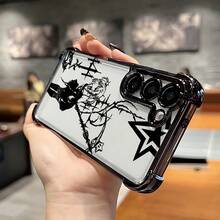 [Envio em 24h da Alemanha/França/Espanha] Capa de Telefone Antichoque com Quatro Cantos e Airbag, com Estampa Gráfica de Menina Anime Grunge Escura, Borda Galvanizada, Capa Protetora Transparente Anti-Queda, Presente de Férias Estiloso para Amantes de Estilo Alternativo, Compatível com iPhone 17-11 Plus Pro Max 17Air 16e,  Galaxy S21-S26 Ultra Edge Fe Plus, , Smartphones - 1 imagem principal - Ver 4