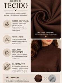 Premium Suedine Short Dress With High Ribbed Neck And Long Sleeves, Simple Fitted A-Line Style, Solid Color, Elegant, Autumn/Winter Fashion. - Rust Brown - View 3