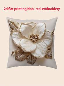 1pc Faux Embroidered Floral Throw Pillow Cover, Digital Printed Soft Short Plush, Zipper Closure, Suitable For Living Room, Bedroom, Office Decor - Hand Washable (Pillow Insert Not Included), Decorative Pillow - Multicolor - View 12