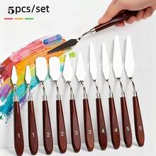 5-Piece Stainless Steel Palette Knife Set, Professional Painting Knives For Oil, Acrylic & Gouache, Artist Paint Spatulas For Mixing, Spreading & Texturing - View 3