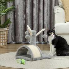 Cat Tree 40 Cm Small Cat Tower With Cave, 2 Play Balls, Scratching Mat, Cat Tree, Climbing Tree, For Small & Large Cats, Light Grey - Light Grey - View 1