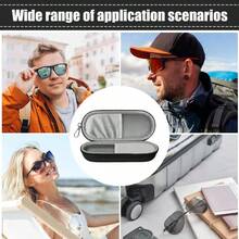 Dual Compartment PU Hard Shell Glasses Case, Pressure-Resistant Portable Zipper Fashion Glasses Storage Box With Cleaning Cloth, Unisex For Commuting And Travel - View 4