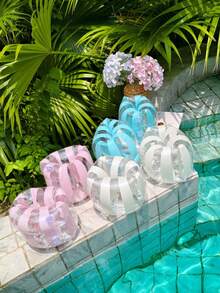 2 piezas de flotadores inflables para brazos con rayas transparentes y brillantes, adecuados para todas las edades, anillos de natación para brazos, mangas flotantes de PVC para agua, accesorios de natación para piscina y playa - Multicolor - Ver 2