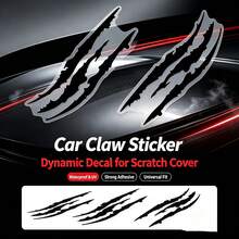 2pcs Black Monster Claw Print Car Stickers, Car Decal Decorative Stickers, Suitable For Various Vehicles - A - View 4