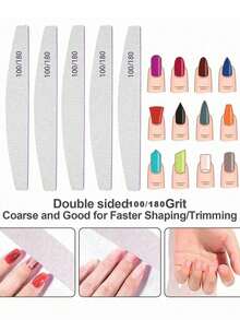 2/10/50PCS Crescent Shape Professional Nail Files, 100/180 Grit Nail Sandpaper, Callus Remover, Polishing Block, Nail Care Accessories Tools - Dusty Purple - View 3