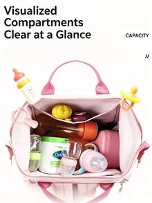 1 pieza Bolsa multiusos para mamá, bolso tote y mochila de gran capacidad. Esencial unisex para uso diario, compras y viajes. - Rosa - Ver 6