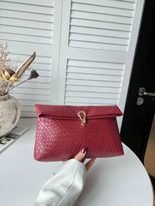 Casual Women's Clutch Bag, New Niche Design, Fashion Minimalist Envelope Bag - 紅色 - 查看 6