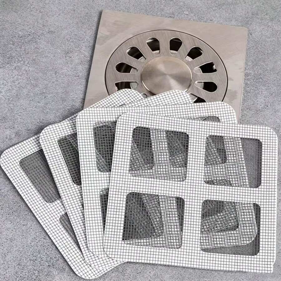10pcs Bathroom Bathtub Hair Catcher - Easy To Use, Drain Filter Sticker, Disposable Drain Cover, Suitable For Shower, Sink And Laundry Room, Convenient To Attach, Hair Catcher Drain Cover, Anti-Clogging, Easy To Clean, Home Essential