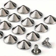 30/50/100 Sets Silver Alloy Cone Rivets And Spikes, 4.7mm Bullet Back Rivets, Punk Style Decoration, Suitable For Clothing, Shoes, Leather Craft, Belts, Bags - A - View 4