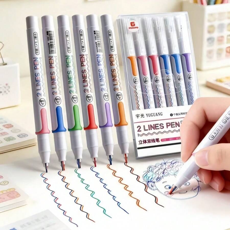 Dual-Tone Fluorescent Marker With Stereoscopic Effect For Art, Painting, And Graffiti – Student Marker And Stationery - Multicolor - View 1