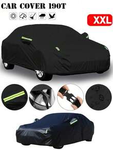 190T Car Cover, SUV Car Cover Waterproof Outdoor Car Cover Suitable For All-Weather Sun Ice Snow Car Cover Winter Suitable For SUV, Outdoor Car Snow Rain UV Protection Dust-Proof - Premium Full Set Car Cover With Reflective Strips And Wind Straps - Black - View 11