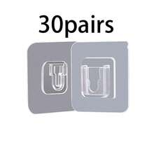 Removable Wall-Mounted Fasteners, No-Drill Transparent Adhesive Hooks, Suitable For Kitchen, Bathroom, Office Organization - A - View 11