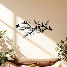 1 pieza Decoración de pared de metal con rama de árbol vintage y pájaro, con acabado premium Escultura de pared de arte de rama de árbol vintage y pájaro - Adecuado para Halloween, aniversario, decoración de primavera, regalo de invierno y Navidad (Decoración interior) - Escultura de metal para sala de estar (Seleccionado para entusiastas de la decoración del hogar) - Negro - Ver 2