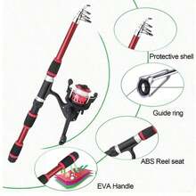 1.8m Telescopic Fishing Rod With Feeder, Hard FRP Material, Portable Carp Spinning Rod, Includes Spinning Reel, Lures, Hooks, Travel Fishing Rod Set - Multicolor - View 3