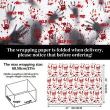 kumozawa 12pcs/Set Halloween Gift Wrapping Paper Set, Featuring Scary Bloodstain Handprints And Skull Patterns, Suitable For Zombie Party, Haunted House Decoration And Gothic Holiday Crafts - Multicolor - View 2