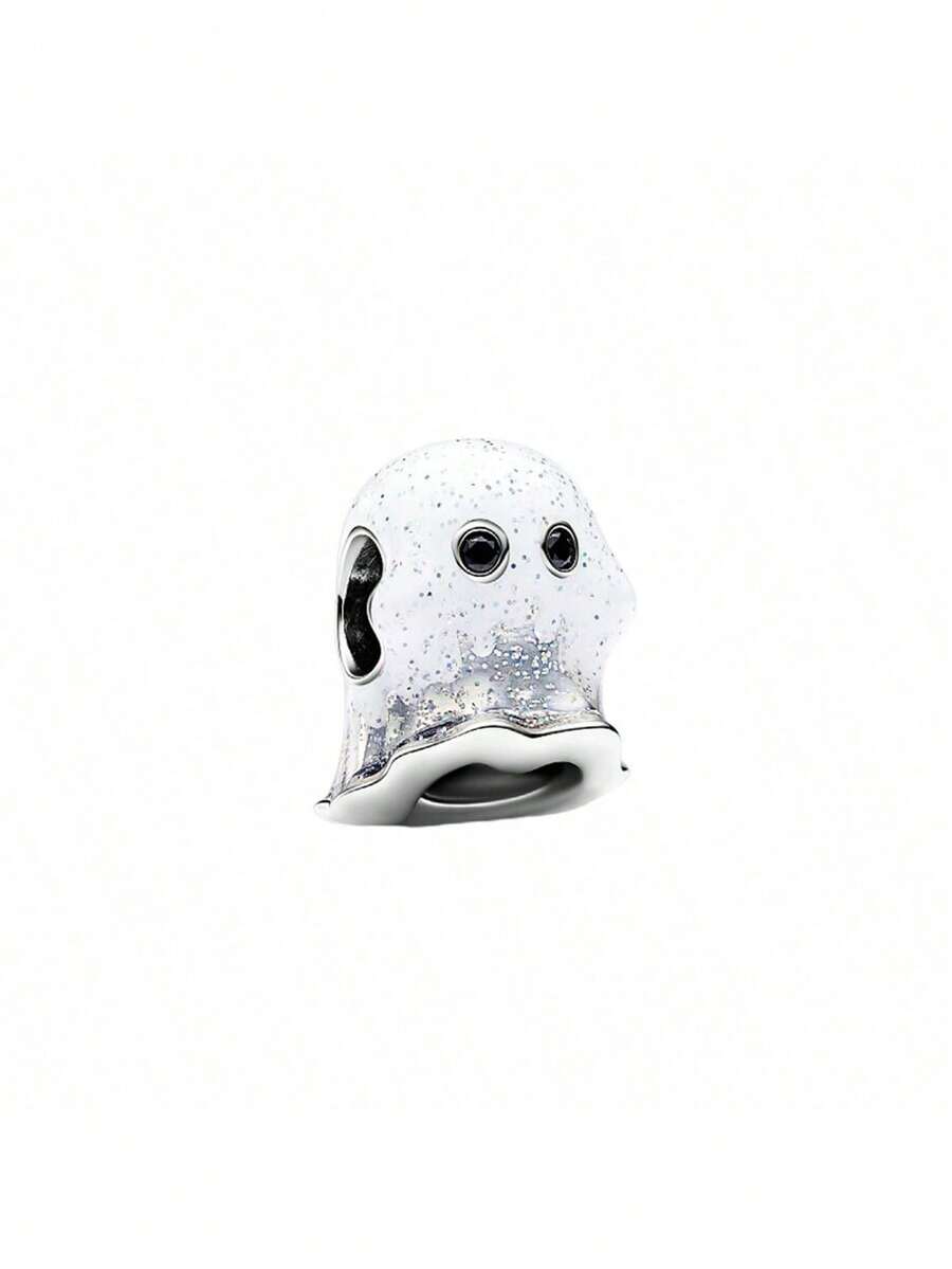1pc S925 Sterling Silver Glowing Ghost DIY Jewelry Pendant Bead, Jewelry Accessory, Suitable For Women's Bracelets And Necklaces, Cute Niche Accessory - White - View 1
