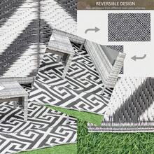 182 X 274 Cm 6x9ft Outdoor Rug Reversible Mat Plastic Straw Rug Portable RV Camping Mat For Garden Deck Picnic Indoor, Black And White - T0001-01-5631 - View 3