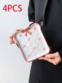 1 buah/4 buah Piring Keramik Hati & Pita Merah Muda, Piring Keramik Hati Lukis Tangan Lucu/Tempat Camilan/Nampan Perhiasan, Gaya Ins Korea - MultiWarna - View 32
