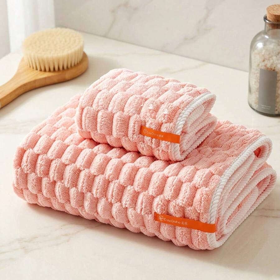 1条35cm*75cm手巾 / 1条70cm*140cm浴巾 / 2件套(35cm*75cm手巾 + 70cm*140cm浴巾)珊瑚绒材质,如云般柔软,吸水性强,不易掉毛,高端SPA、海滩、浴室、健身房、情人节礼物、宿舍、学生、四季皆宜的毛巾套装 - 彩色 - 查看 1
