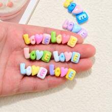 10/20/30件隨機混色DIY「LOVE」字母樹脂飾品，平底背飾配件，適用於製作卡通耳環、髮飾、文具手工、手機殼、鑰匙圈、玻璃杯、冰箱貼，隨機顏色，美國日4th of July耳環、串珠手鍊、貝殼USA、萬聖節 - 彩色 - 查看 12