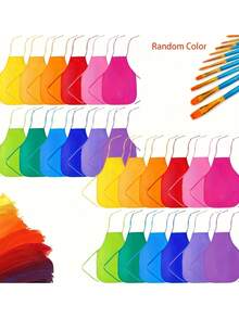 4/8/12pcs Bright Color Painting Aprons, Random Colors, Non-Woven Fabric & Polyester Material, Suitable For Teens And Artists, Vibrant Woven Style, Ideal For Classroom, Kitchen, Community Events, Parties, Crafts And Painting Activities - Non-woven Apron - View 13