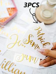 Custom Text Glitter Name & Word Stickers, Personalized Custom Name Tag Stickers,Wedding Stickers,Gift Stickers,Suitable For Decorating Wedding Favors. - Style2-gold - View 19