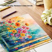 24 ark 6*6 tum dekorativt akvarellpapper med vårvilda blommor, färsk collagebakgrund med prästkragar och tulpaner för scrapbook, vårjournal, blommiga inbjudningar, presentask och mjuk heminredningsbakgrund - Fyrkant - Visa 5