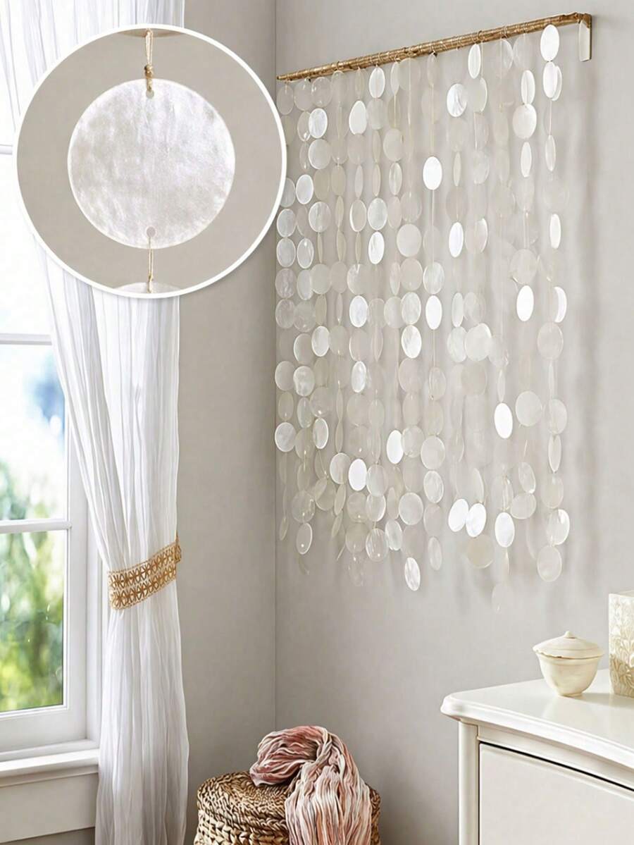 50-200pcs Natural Shell Mica Flakes Set, Translucent Oval Shape With Hanging Ring, Dyeable, Suitable For DIY Wind Chime Accessories, Wedding Party Decoration, Room Decoration, Bedroom Decoration And Home Decor