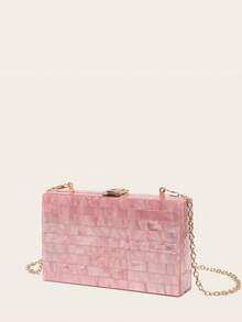 Mini Acrylic Striped Patchwork Bag - Pink - View 8