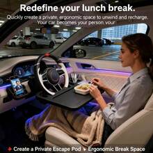 Portable Car Steering Wheel Table - Car Tabletop, Thickened Material, Sturdy And Non-Slip, Durable Multi-Functional Dining Workbench, Suitable For Laptop And Car Use, Durable Plastic Material, Steering Wheel Tray, Easy To Clean|General Motors - Black [Steering Wheel Tray] - View 7