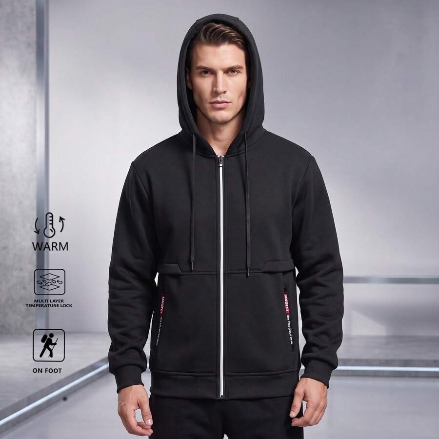 New Korean Style Slim Fit Casual Solid Color Jacket, Designed For Young Men, Fashionable Streetwear - Black - View 1
