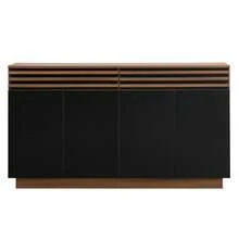 Modern Sideboard 150 X 40 X 85 Cm In Brown Wood Effect Black Doors - Lots Of Storage Space - 黑色和棕色 - 查看 2