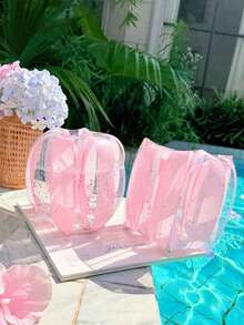 2 piezas de flotadores inflables para brazos con rayas transparentes y brillantes, adecuados para todas las edades, anillos de natación para brazos, mangas flotantes de PVC para agua, accesorios de natación para piscina y playa - Multicolor - Ver 7