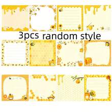 12 Packs Cartoon Bee Square Sticky Notes Set, Fresh And Cute Style, Suitable For Students Office Notes And Messages, Can Be Used As Small Gifts, Back To School Season - one-size - View 10