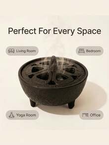 1pc Zen Cast Iron Aromatherapy Diffuser With Lid, Decorative Incense Burner, Suitable For Aromatherapy, Meditation, Relaxation, Can Be Used As Decoration For Living Room And Office - Incense Burner - View 4