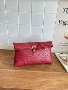 Casual Women's Clutch Bag, New Niche Design, Fashion Minimalist Envelope Bag - 紅色 - 查看 5