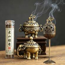 CHIGO 3pcs Elephant Shaped Vintage Metal Incense Burner/Incense Holder, Suitable For Home Decor Aromatherapy Tools And Zen Incense Burner, With Dual Function Of Holding Incense Sticks And Collecting Ash, Suitable For Aromatherapy And Meditation Scenes - Little Elephant Series - View 2