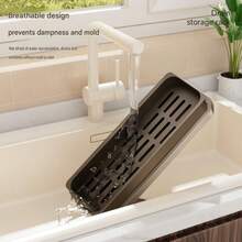 No-Drill Wall-Mounted Kitchen Sink Drain Rack, Multi-Function Cloth & Sponge Storage Organizer, Kitchen Storage Shelf - Multicolor - View 4