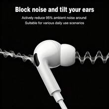 Type-C In-Ear Earphones - Noise Cancelling, Stereo, Volume Control, Compatible With 15/16 Plus/16 Pro Max/17 Ari/, Compatible With Samsung S24/S25/S23/Galaxy S23, And Most USB-C Devices, Gaming Earphones For Phone And PC, Apple Original EarPods Wired Earphones, USB-C Interface - 白色 - 查看 6