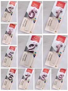 1 件创意彩色皇冠和数字生日蜡烛，生日派对装饰 - 粉色 - 查看 11