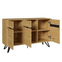 3-Tier Sideboard In Wood Effect With Metal Legs - Modern Design, Plenty Of Storage Space - Suitable - Black and Brown - View 9