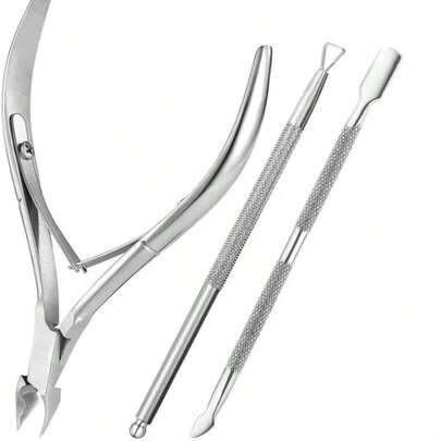 Cuticle Trimmer With Cuticle Pusher, Professional Durable Stainless Steel Pedicure And Manicure Tool For Trimming Dead Skin On Fingernails And Toenails